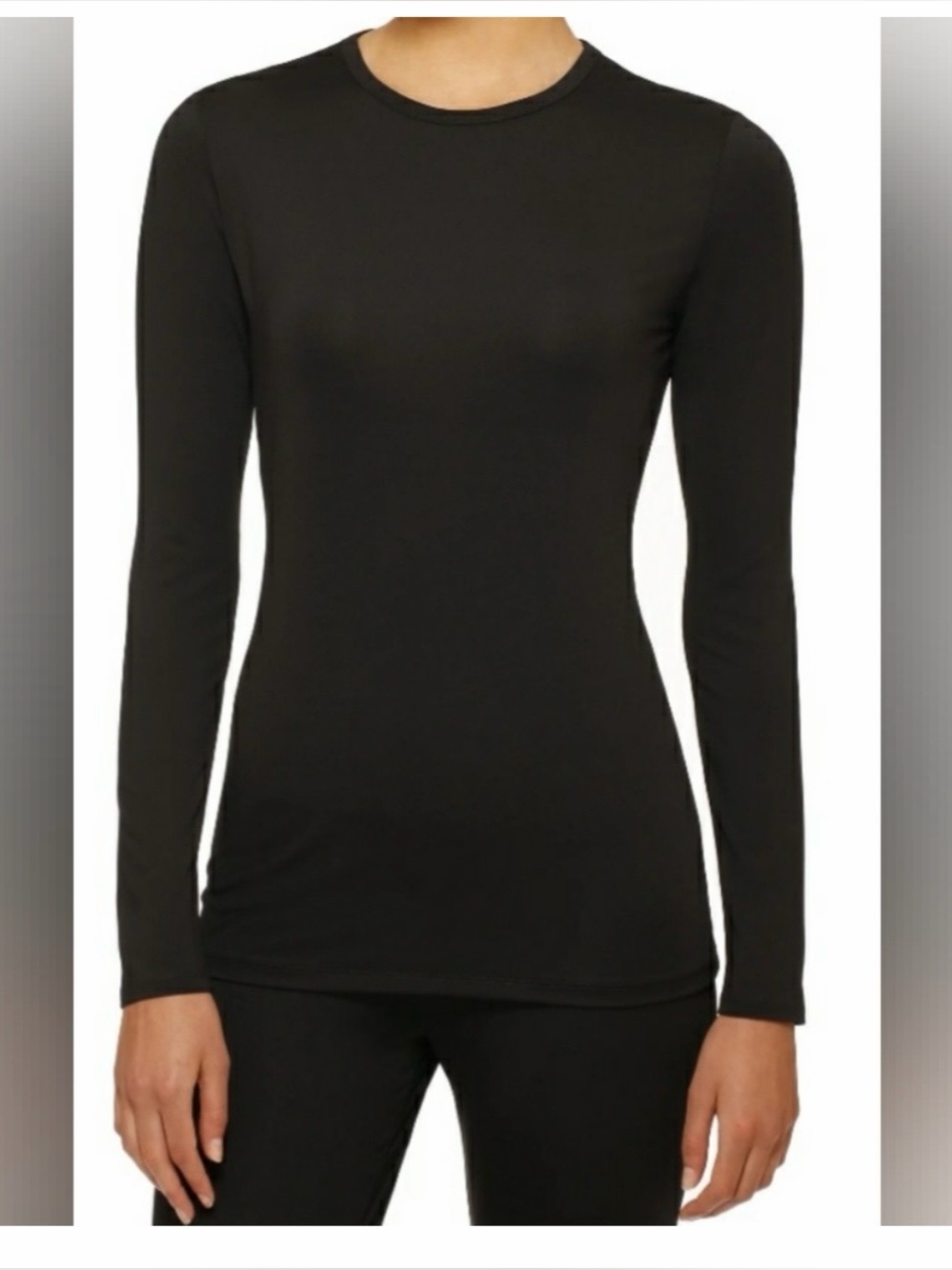 Cuddl‎ Duds Women's Black Long Sleeve Crewneck T-shirt Size Large